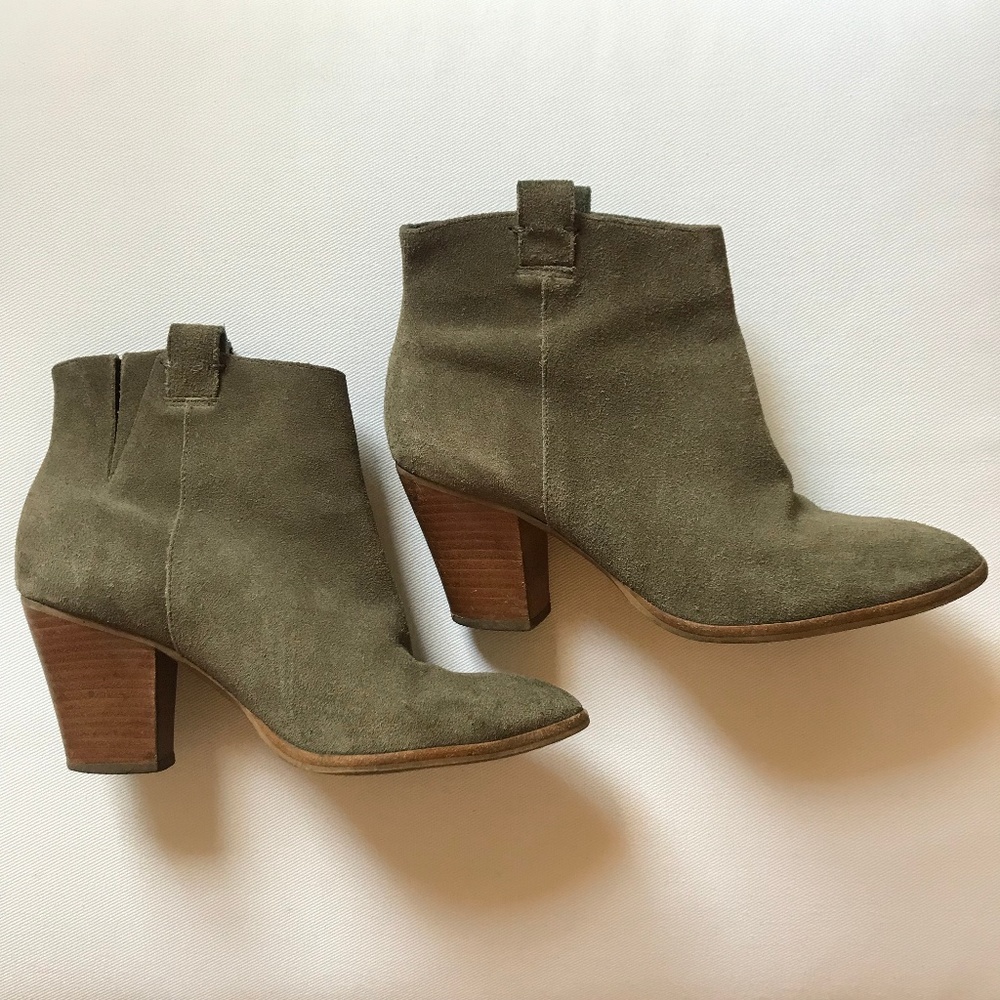 J. Crew grey suede heeled ankle boots 6.5